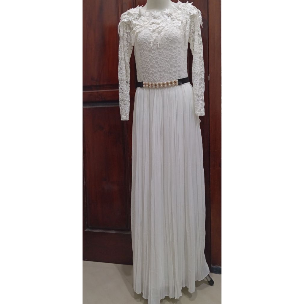 Dress Pesta Wanita Brokat Putih NEW