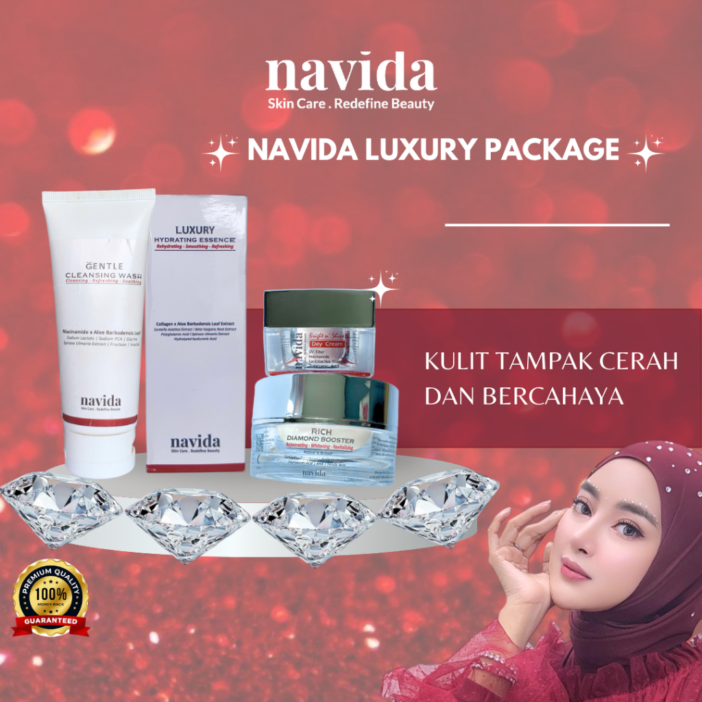 NAVIDA Skincare Luxury Package | BPOM | Facial Wash, Essence, Day Cream, Diamond Booster