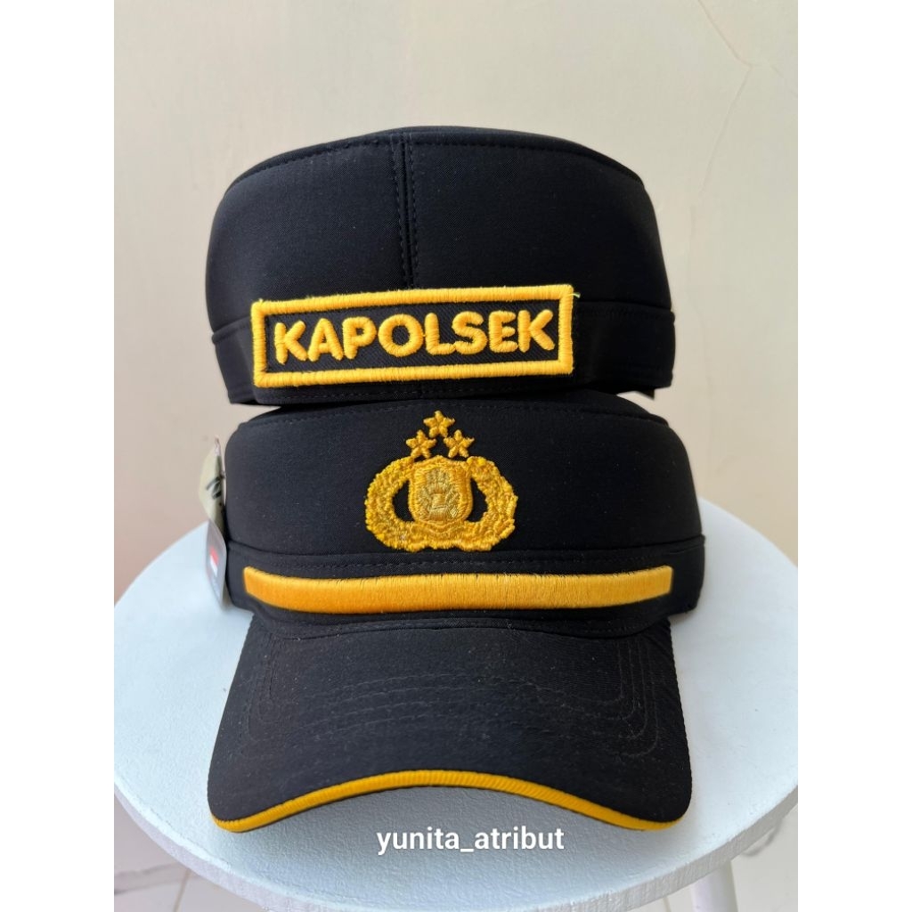 jual pilkep Pama komando merek zona tanpa rell pengatur permanen Topi pdl polri premium kapolsek + b