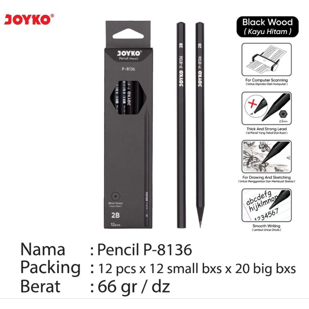 

Pensil 2B Joyko p.8136 ( 1pak/12pcs )