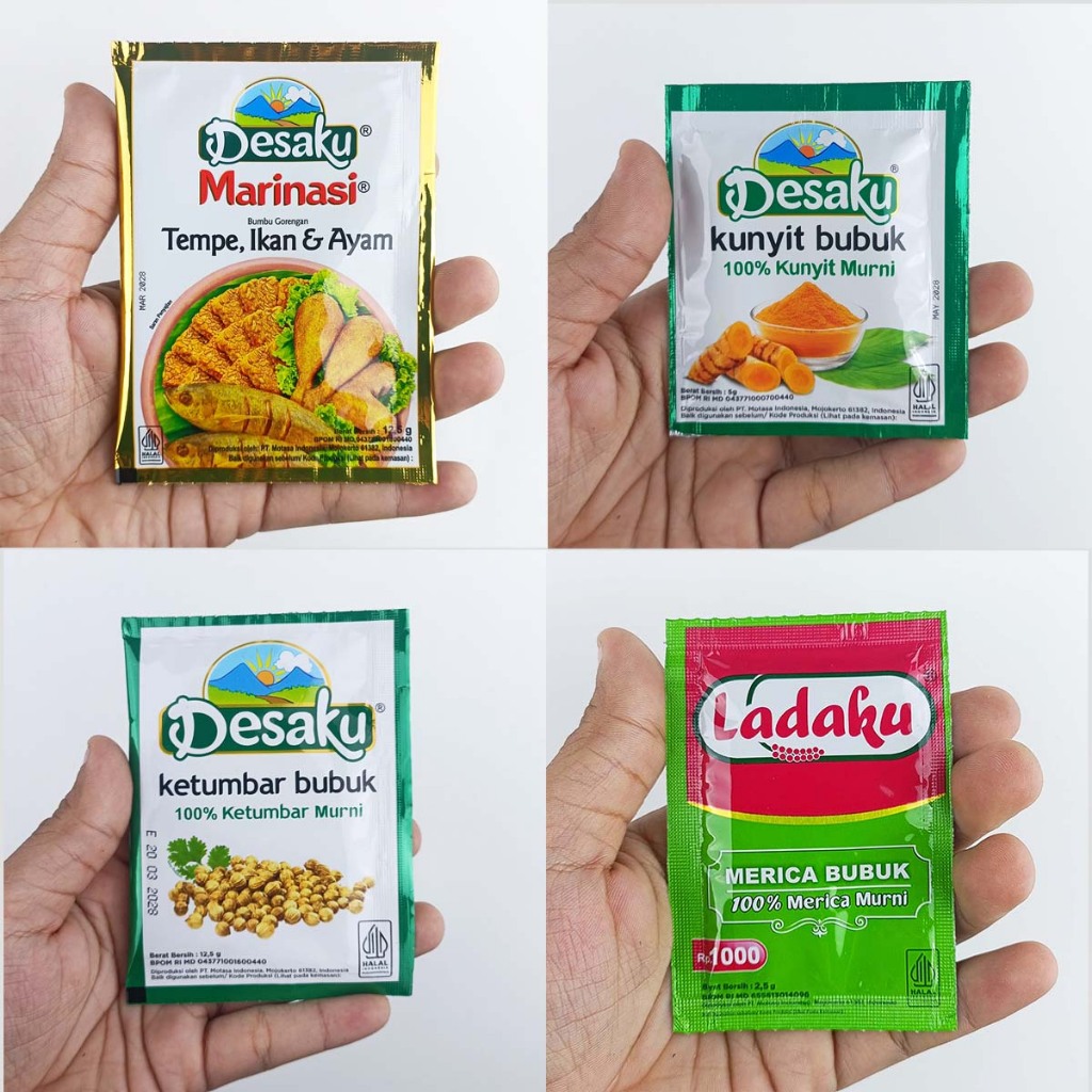 

Bumbu Masak Instant Marinasi, Kunyit Bubuk, Ketumbar Bubuk, Lada Bubuk (Desaku)