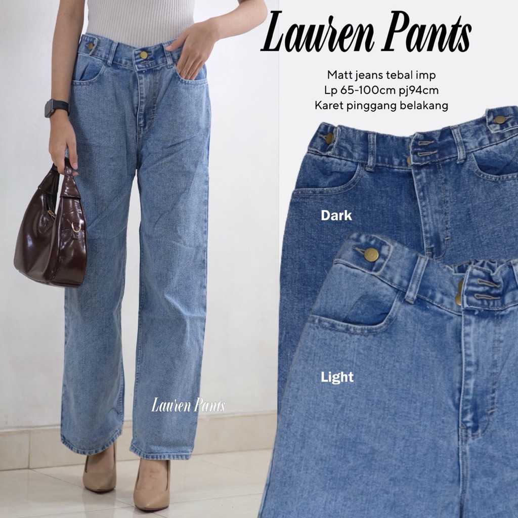 Jeans Kulot Karet Pinggang Belakang Highwaist Kancing 2 Premium