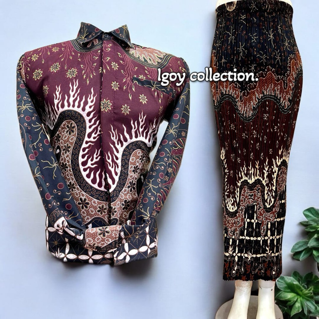 Set Couple Kemeja Batik Rok Plisket / Couple Batik / Kemeja Batik Couple Rok