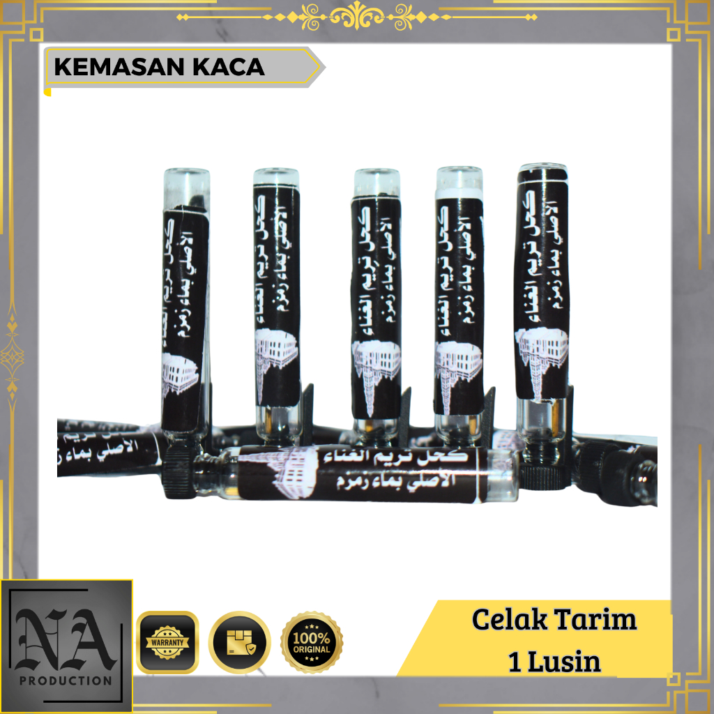 Celak Mata Tarim Kajal 1 Lusin Yaman Itsmid Air Zam Zam Ori Asli Arab Waterproof Pensil Sipat 12 Pcs