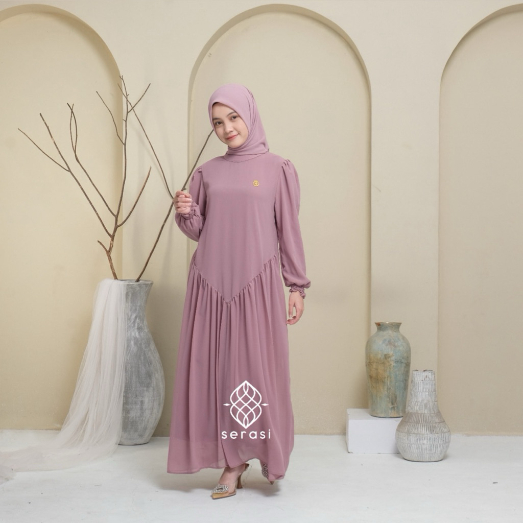 SERASI RAISA DRESS ANAK SET HIJAB ceruty premium mewah elegan anak remaja abaya lebaran simpel Musli