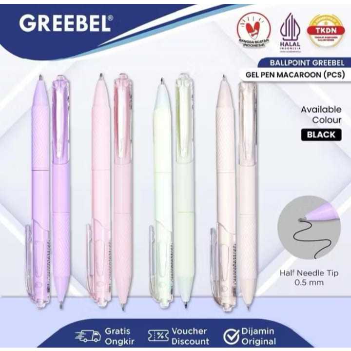 

( 1 BIJI ) PULPEN GEL / Gel Pen GP- 512 Macaroon Hitam GREEBEL / Ballpen Gel Ballpoint Bolpen Bolpoin Pena Gel