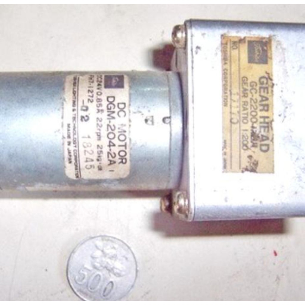 TOSHIBA DC Geared gearbox motor 22rpm 24V 25kg