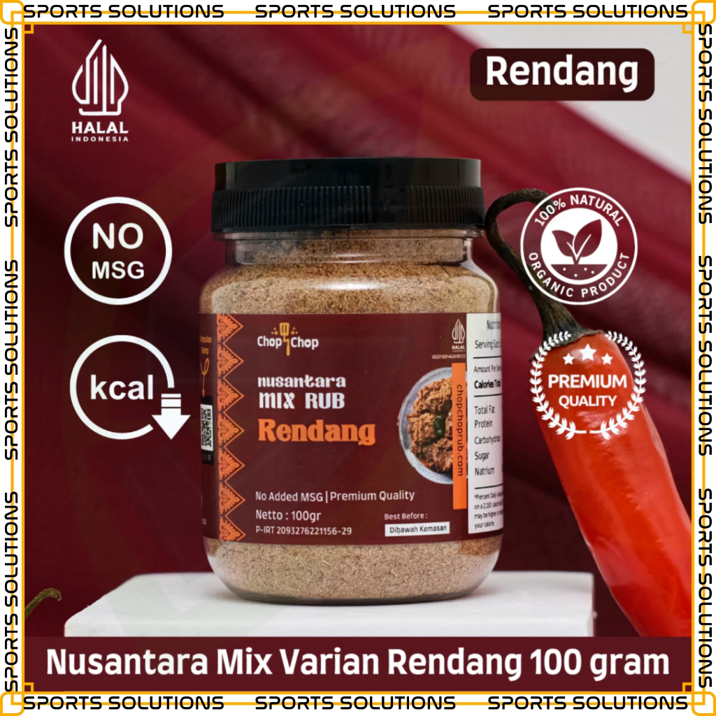 

SPORTS SOLUTIONS X CHOPCHOP Nusantara Mix Rub Rendang Bumbu Marinasi Rendah Kalori / Diet Serbaguna - Bumbu Bekal Anak- Bumbu Bekal Suami BUMBU RENDANG PADANG