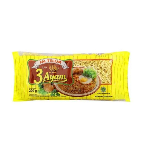 

3 AYAM MIE TELOR SUPER KUNING 200 G