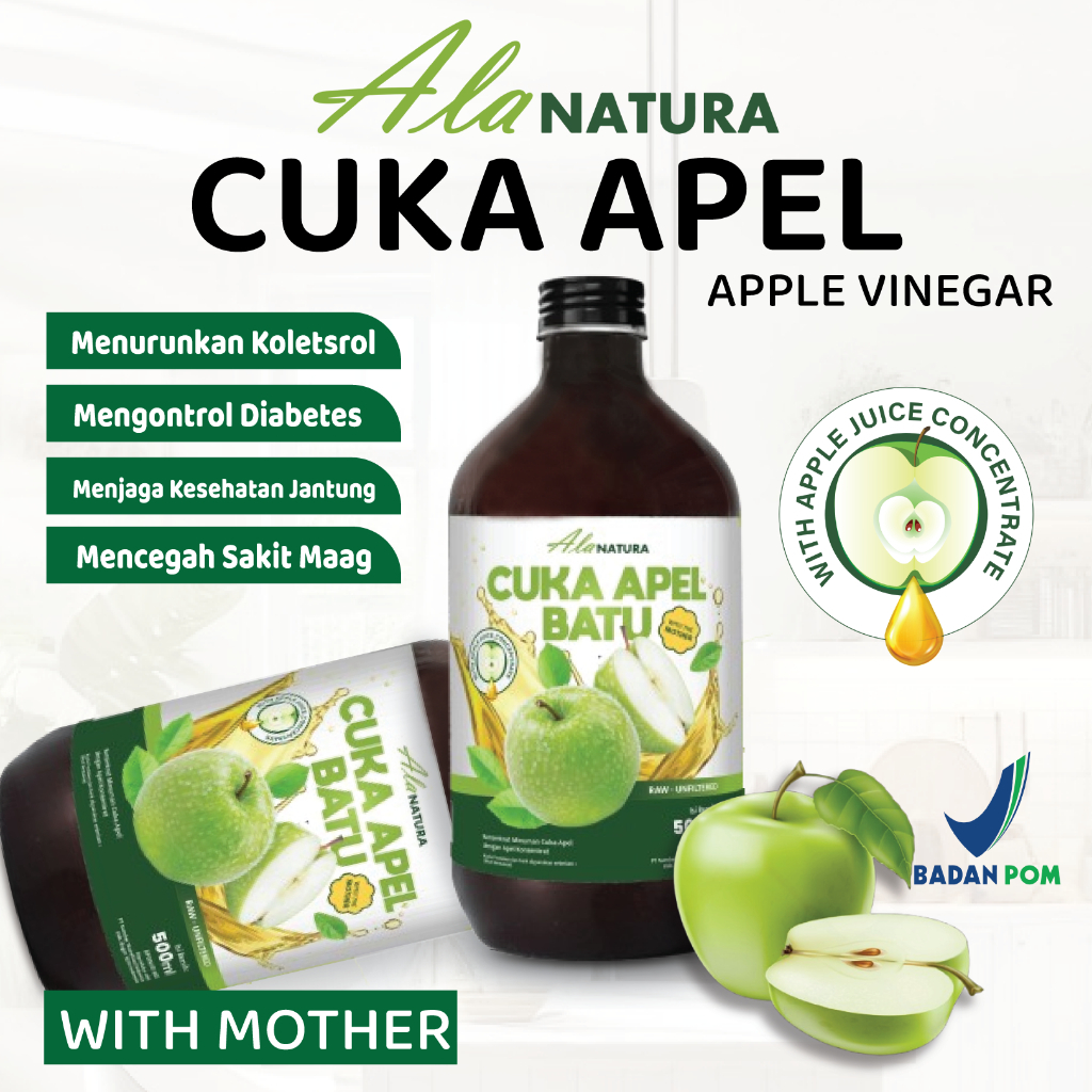 

Cuka Apel Batu Malang 500ml – With The Mother 100% Murni BPOM Halal MUI