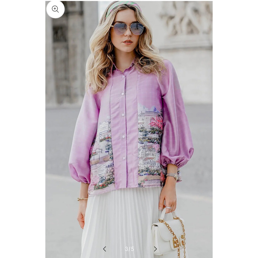 EMILY PUFF SHIRT - PURPLE BENANG JARUM NEW TAG