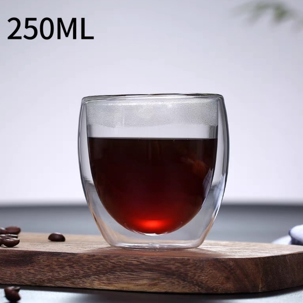 Gelas Kaca Tempat Minuman Kopi Susu Teh Doubel Glass Tahan Panas