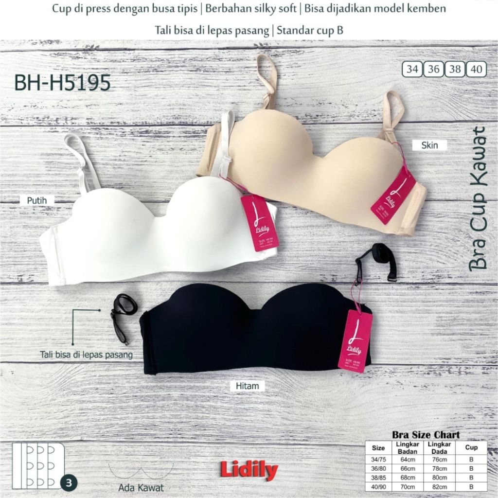 Lydyly Bra BH H 5195 seamless berkawat busa (34-40) silky soft