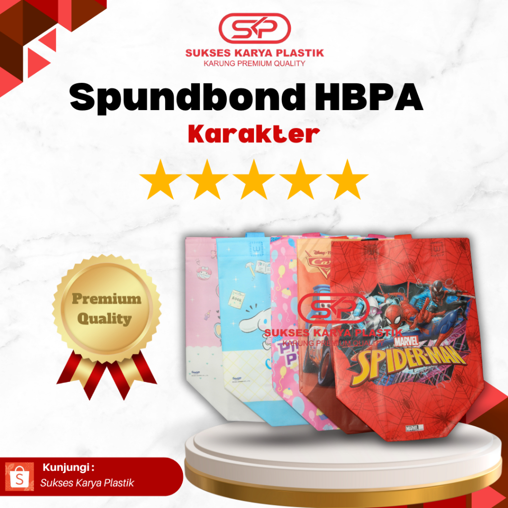

Tas Spunbond HBPA Karakter Ukuran 25x25x15, Totebag Lucu Berbagai Karakter Kartun