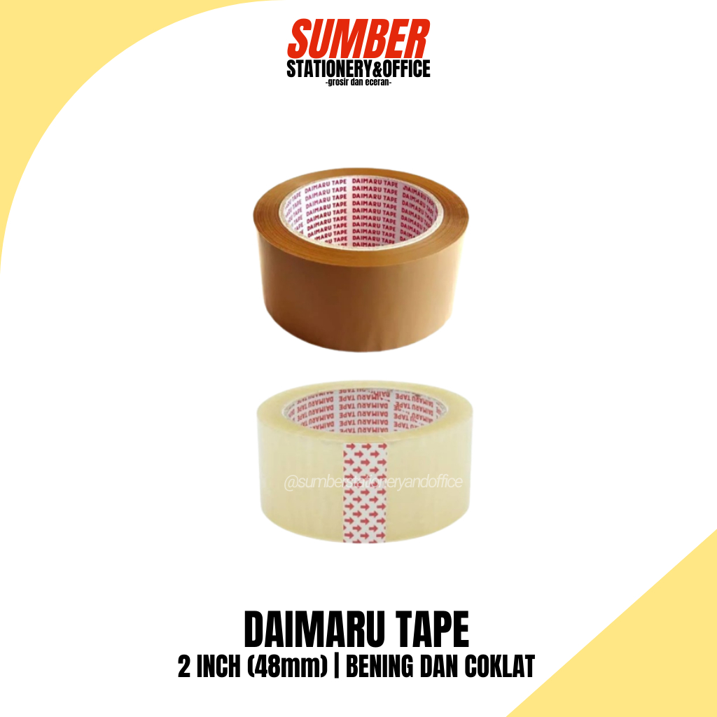 

Lakban Selotip Daimaru Tape 2 Inch - 48mm - Coklat & Bening (ST-D-2) - Untuk Packing & Kardus [1 Roll]