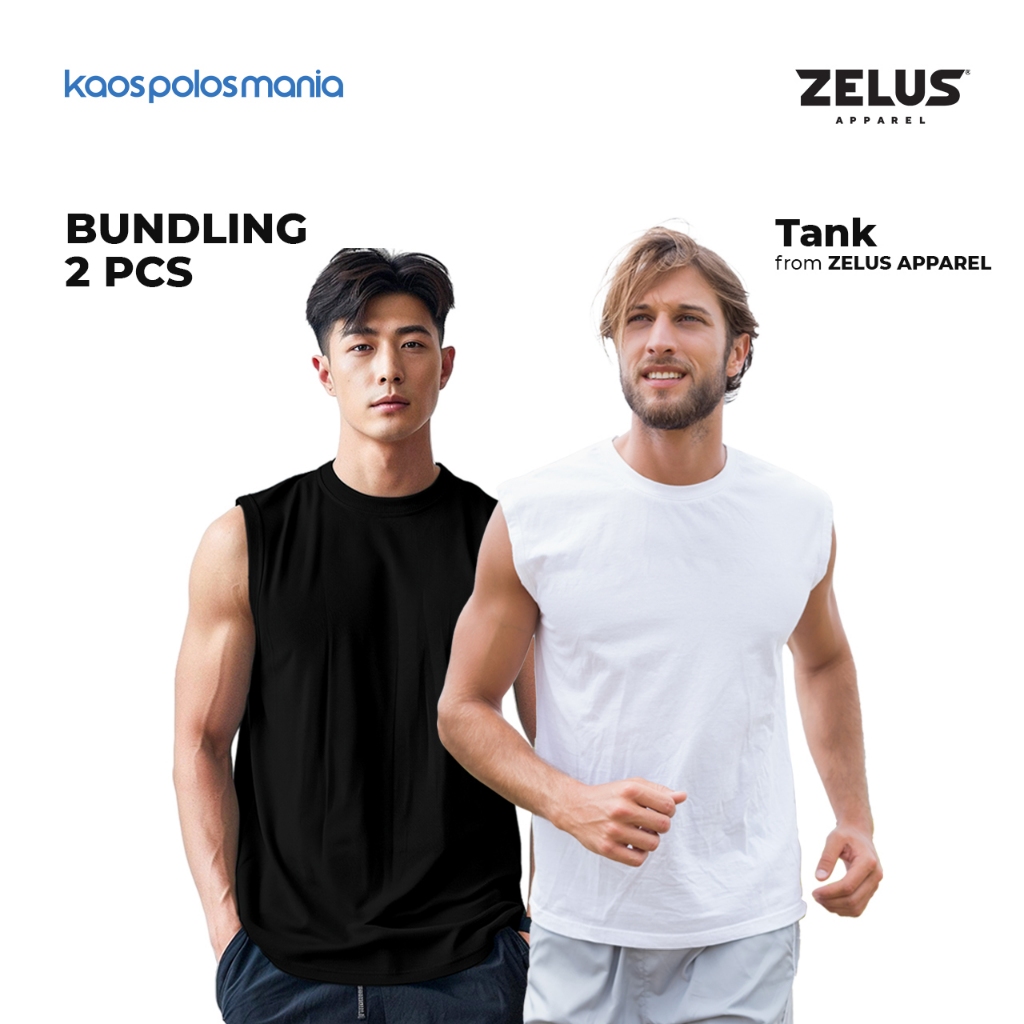 [BELI 2 LEBIH MURAH] Zelus Tank Apparel Soft Cotton Build Up Tanpa Jahit Samping Kaos Polos  Distro 