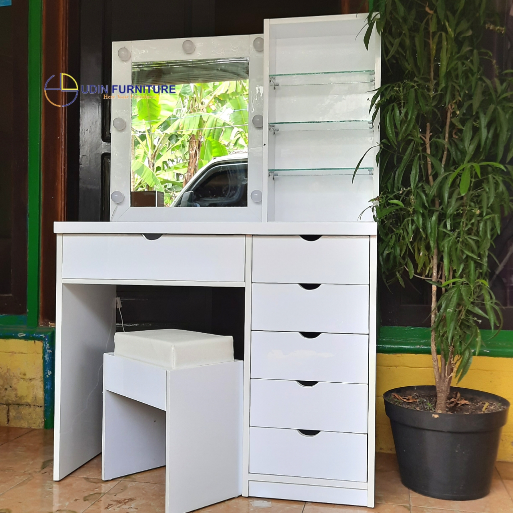 Meja Rias Makeup Rak Kosmetik Dengan Kaca Meja Rias Minimalis