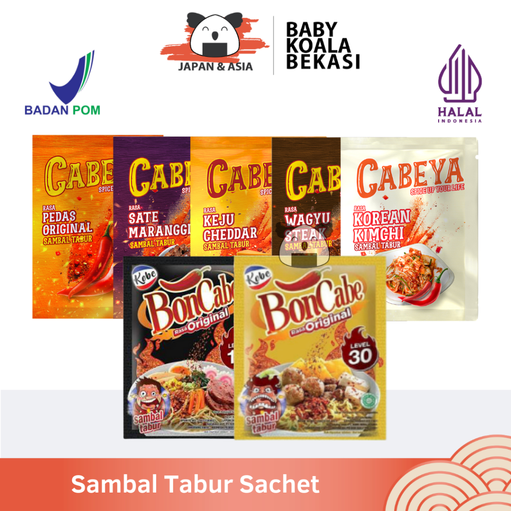 

KOBE BONCABE & CABEYA Sambal Tabur Halal | Pedas Level 15, 30 | Pedas Keju Kimchi | Cabe Bubuk -BKB