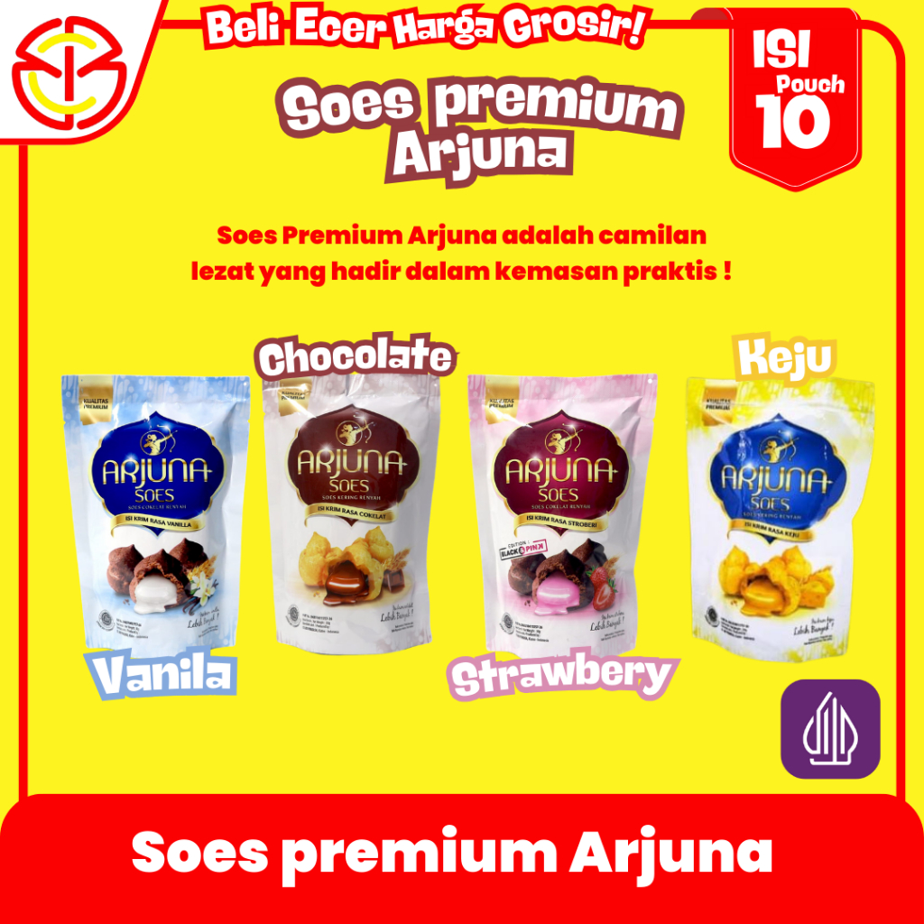 

Snack Kue Soes Lumer Arjuna Isi 10 Pcs Coklat Blueberry Vanilla Strawberry Keju Enak Murah