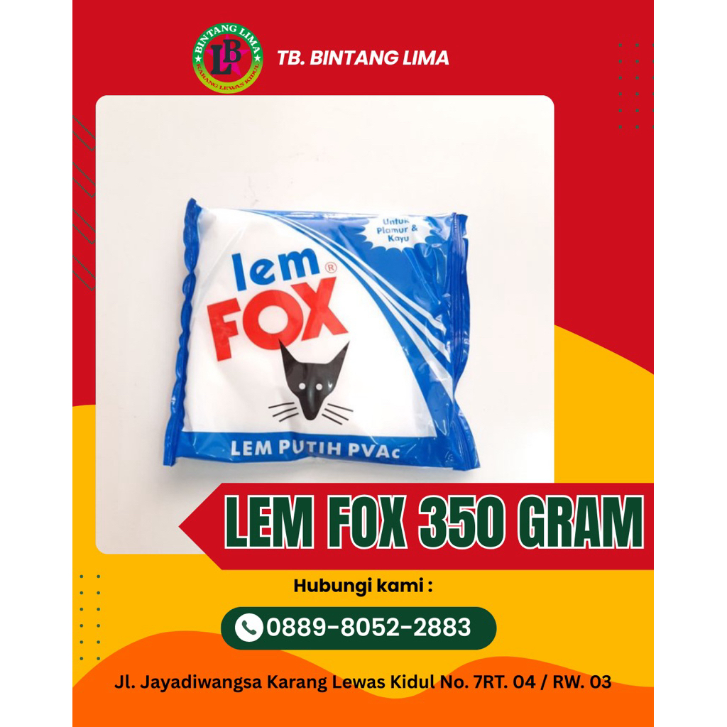 LEM FOX PVAc BIRU 350Gram / Lem Fox putih