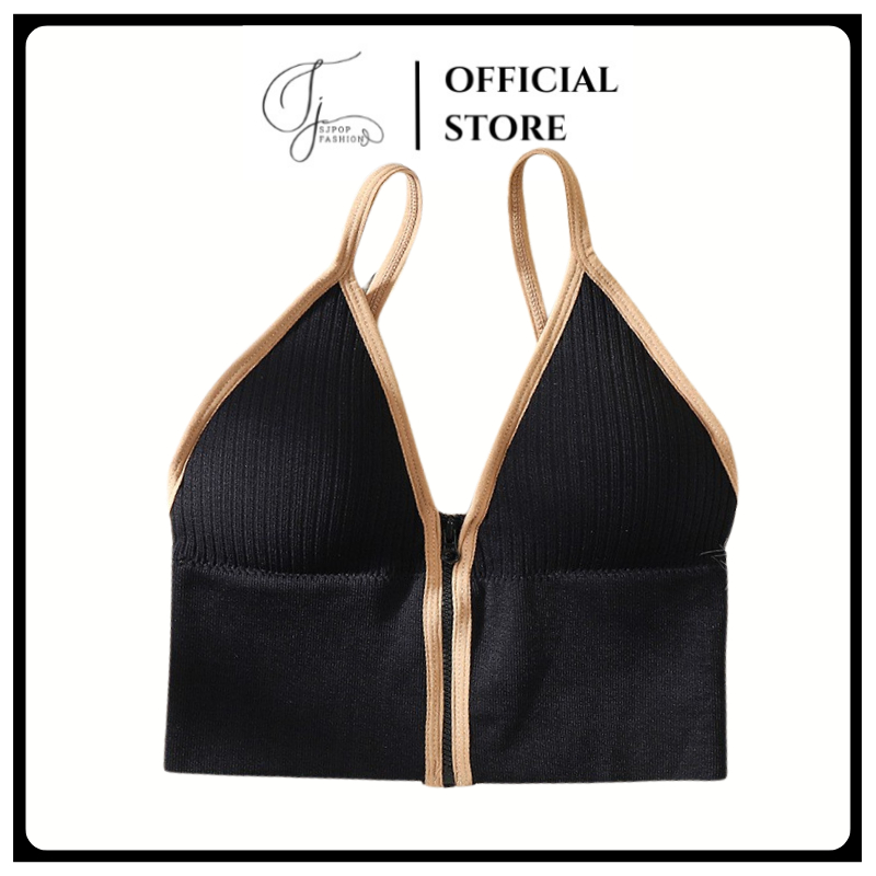 SJPOP Sport Bra Wanita Bra Resleting Pakaian Dalam  Atasan Olahraga Women Zipper Bra