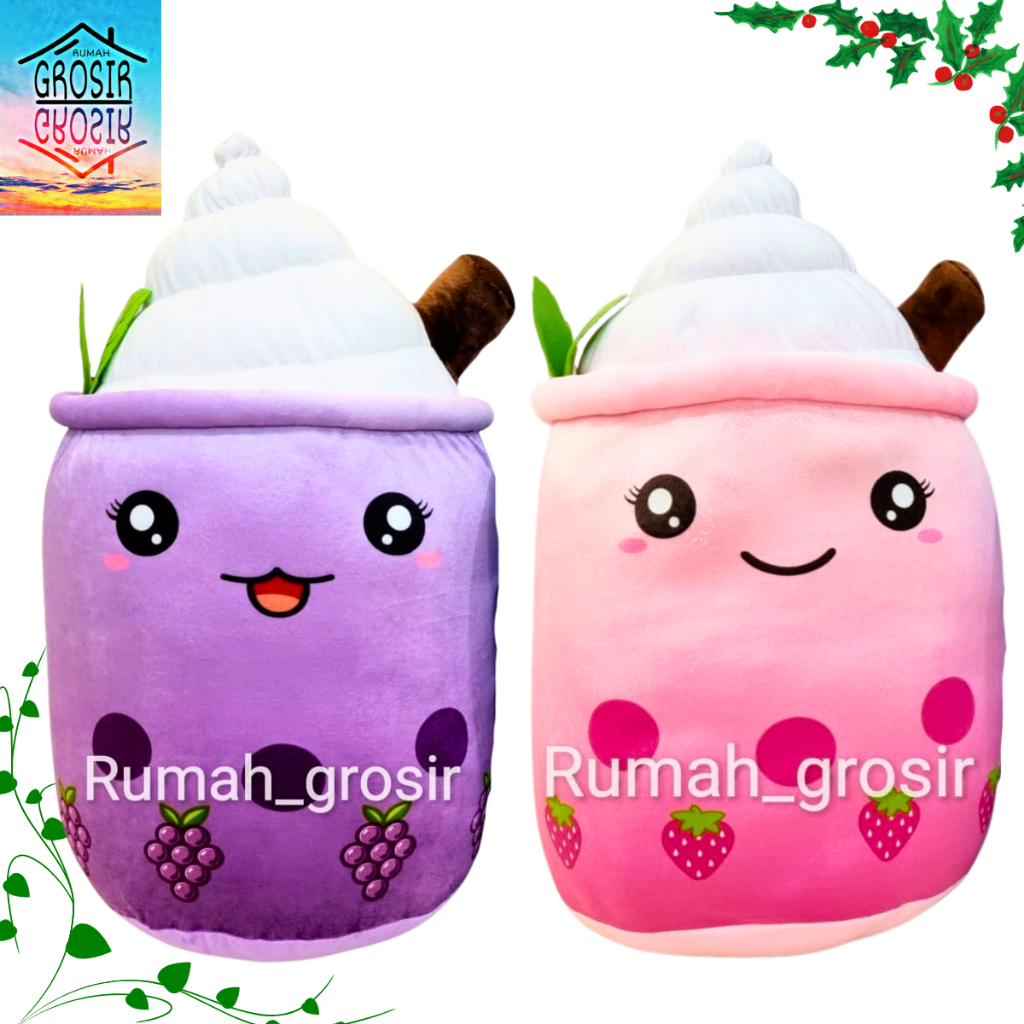 Boneka Boba Ice Cream Brown Sugar Strawberry Grape Ukuran Jumbo