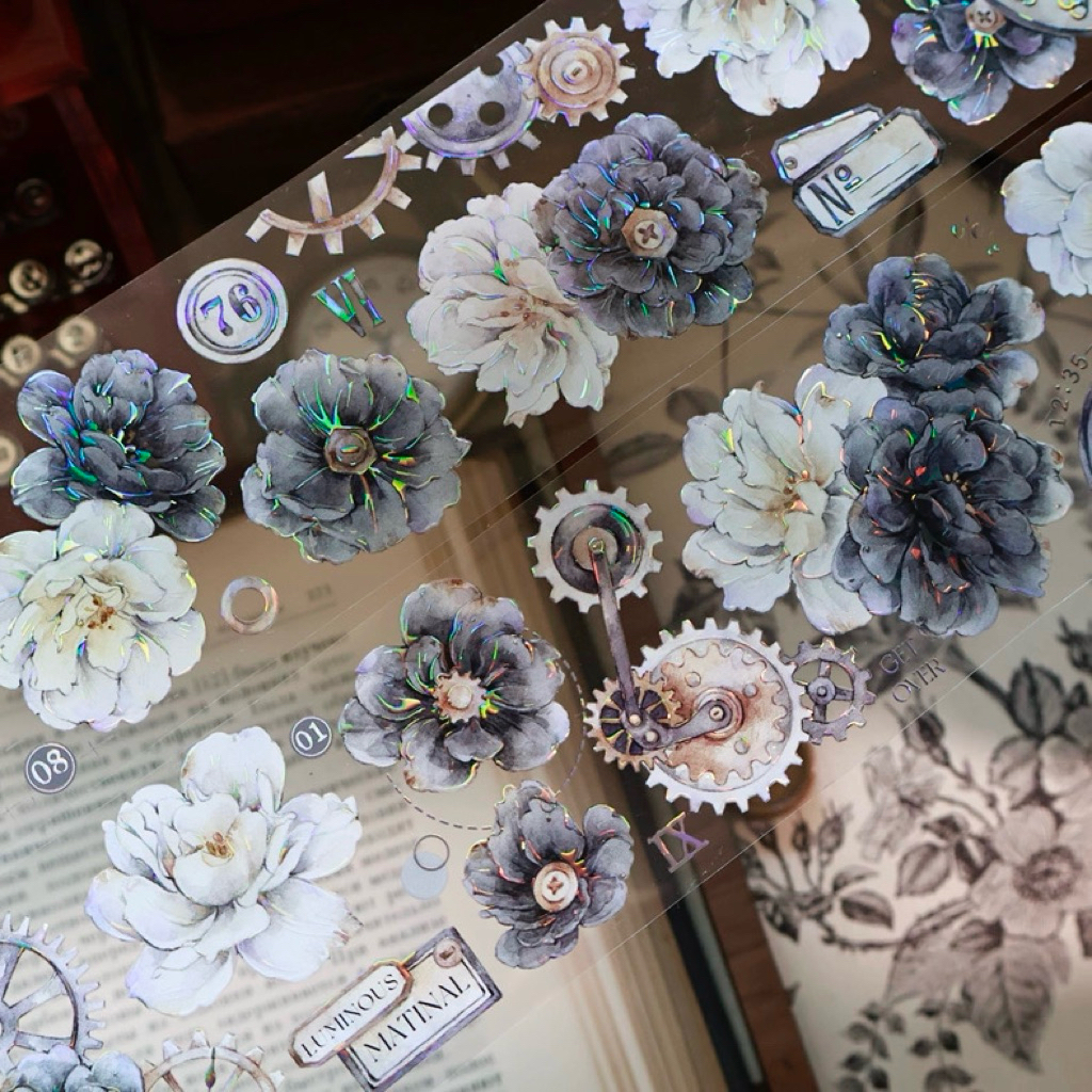 

Yi Er Retro Black & White Roses PET Tape