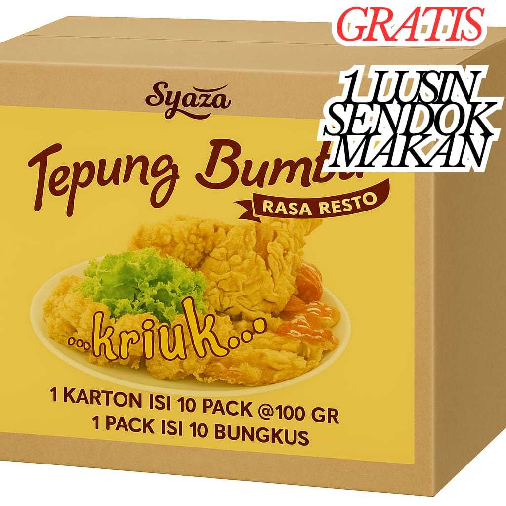 

SUPER PROMO GROSIR! Syaza Tepung Bumbu Rasa Resto 1 Dus @100gr (Total 10kg) + GRATIS 1 Lusin Sendok