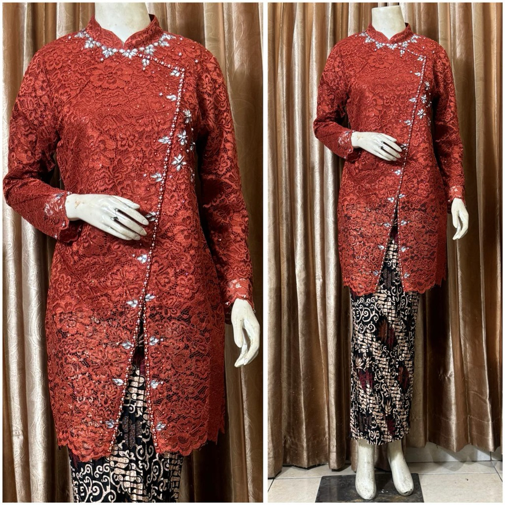 Kebaya Brokat Zeliya Premium / Baju Brokat Pesta Kekinian /Setelan Kebaya Brokat Pesta/Kebaya Wisuda