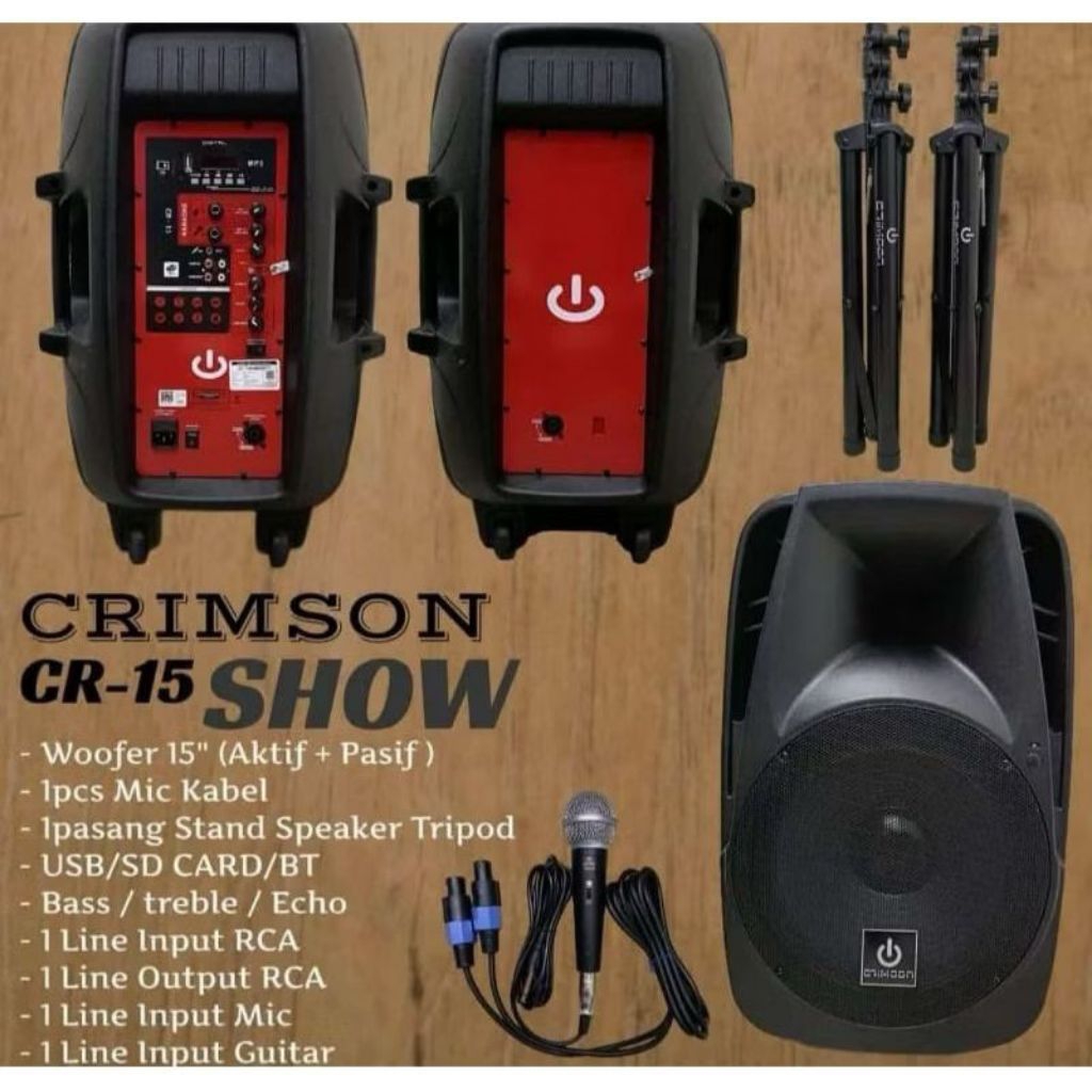 Paket lengkap Speaker Aktif 15inch Crimson SHOW-15 ORIGINAL