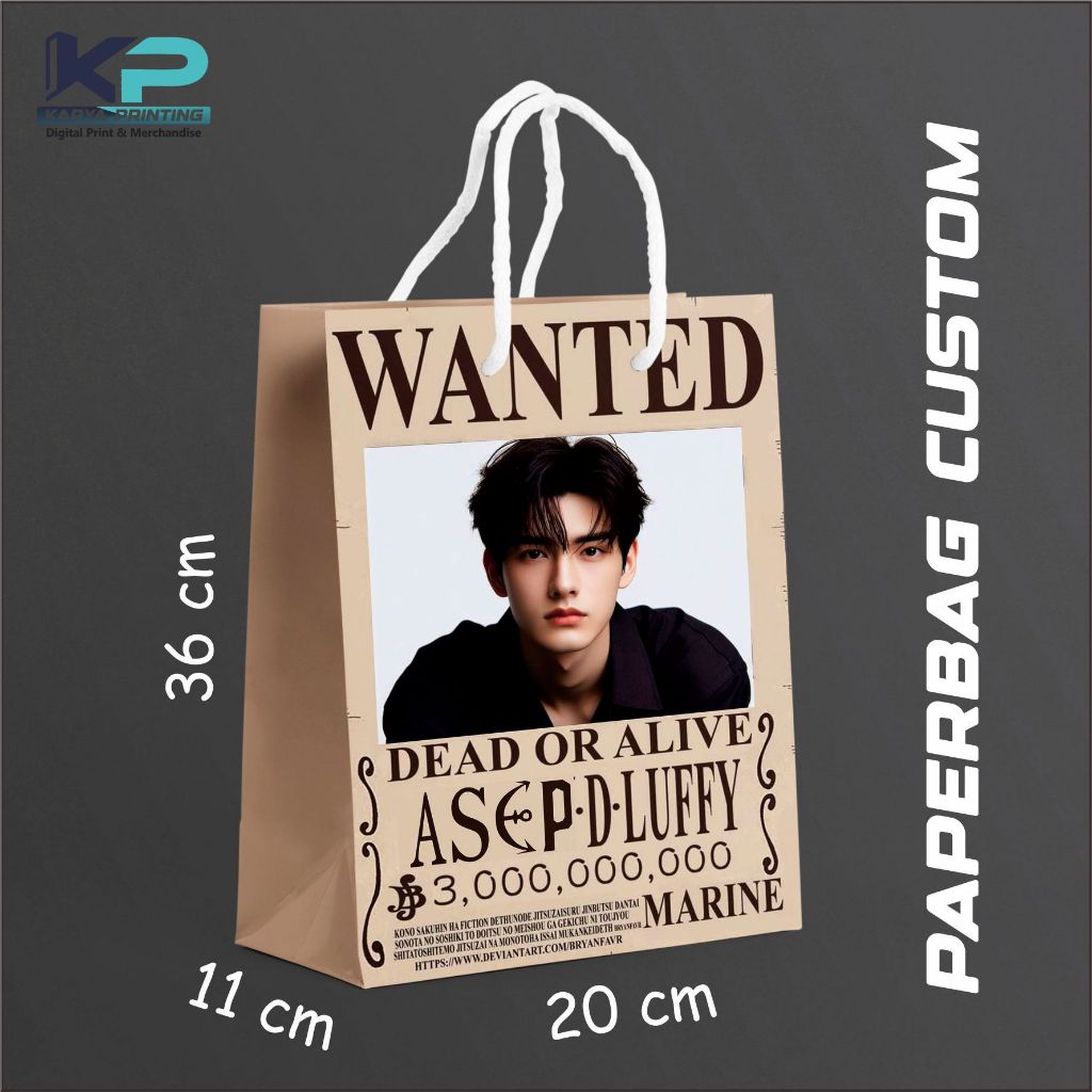 

Custom Paper Bag Kado Muka Foto Sendiri Ala one piece