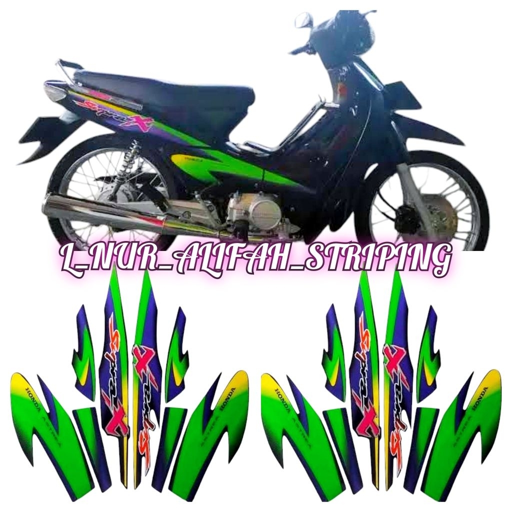 Stiker Striping Lis Les Body Motor Berkualitas - Honda Supra X Lama Tahun 2001 Warna Hijau