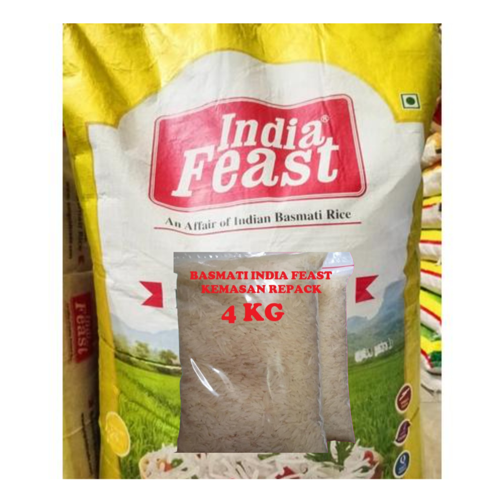 

Beras basmati INDIA FEAST 1121 Sella Kemasan Repack 4kg Basmati Rice