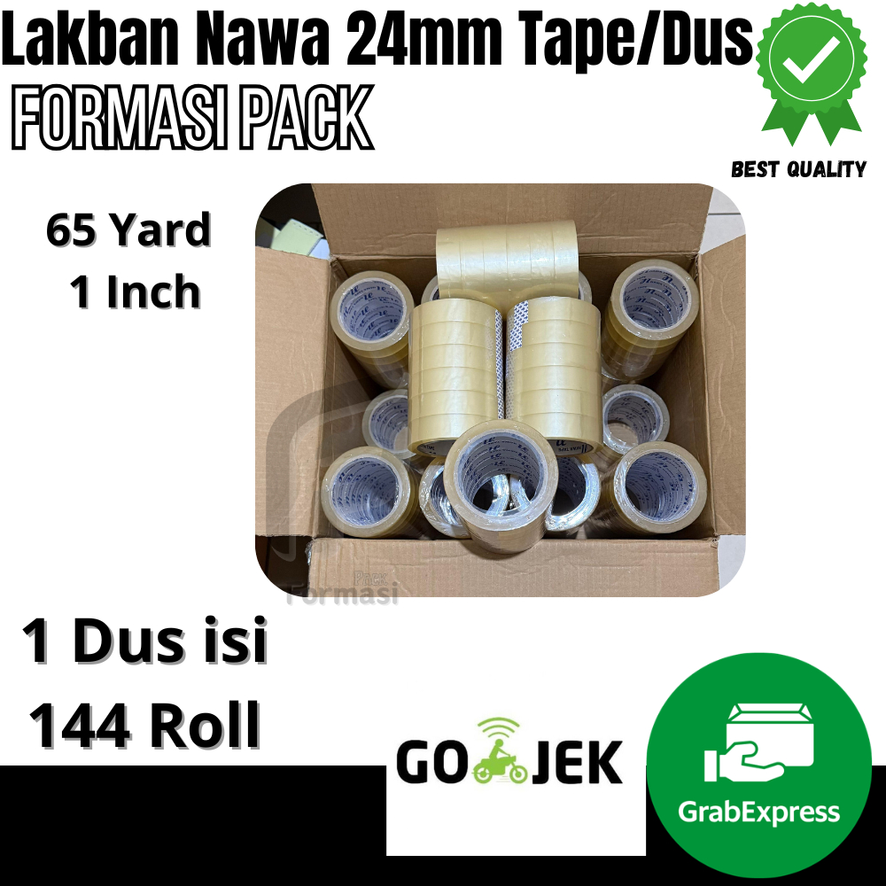 

LAKBAN NAWA TAPE 24MMX65YARD ( 1 Dus 144 Pcs ) PALING MURAH BERKUALITAS