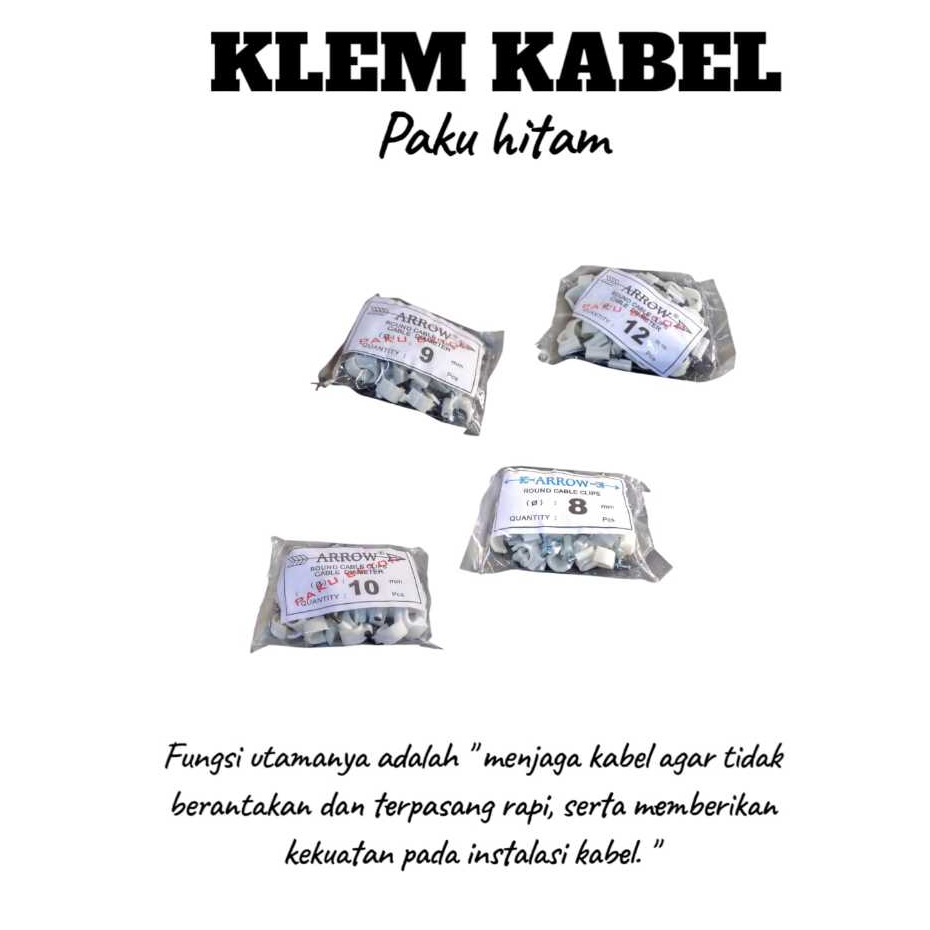 ARROW Klem Kabel Paku Hitam / Paku Beton / Harga Per Pack