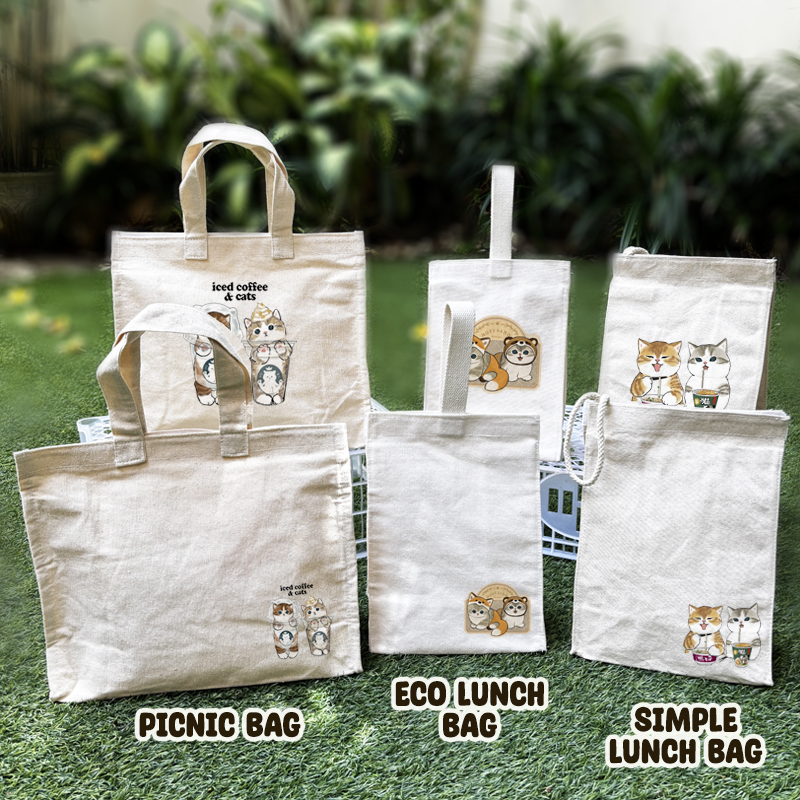Mofusand Eco Lunch Bag Tas Bekal Kain Kanvas Canvas Kotak Makan Makanan Aesthetic Estetik Korea Kore