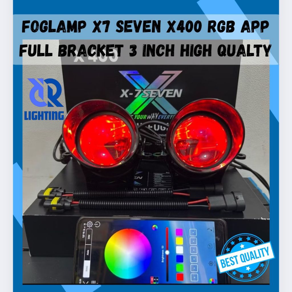 FOG LAMP X7SEVEN X400 LAMPU FOG LAMP X-7SEVEN DEVIL RGB 3 INCH 3 WARNA BREKET