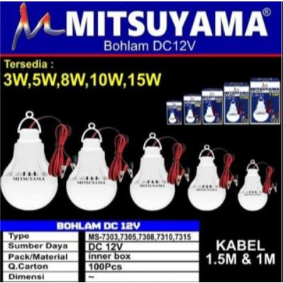 GROSIR Lampu Led DC 12V Mitsuyama 3W 5W 8W 10W 15W Model Langsung Jepit Aki