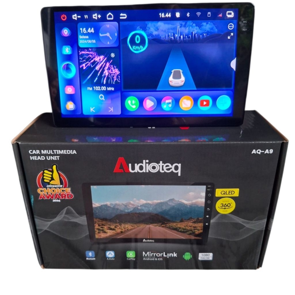 Head unit android 9 inch audioteq AQ-A9 ram 3+32 4G support 360+sim card
