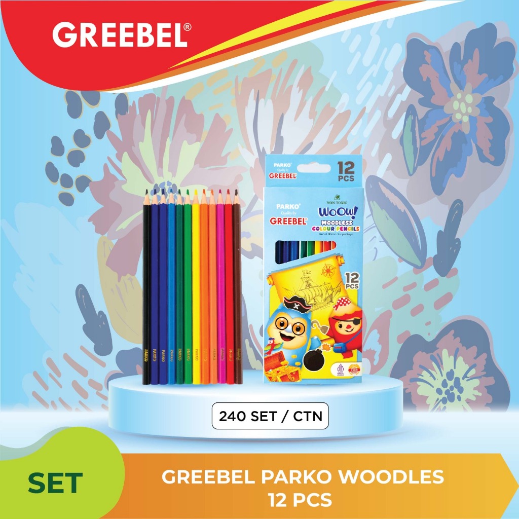 

PARKO PENSIL WARNA WOODLESS MURAH 12 WARNA