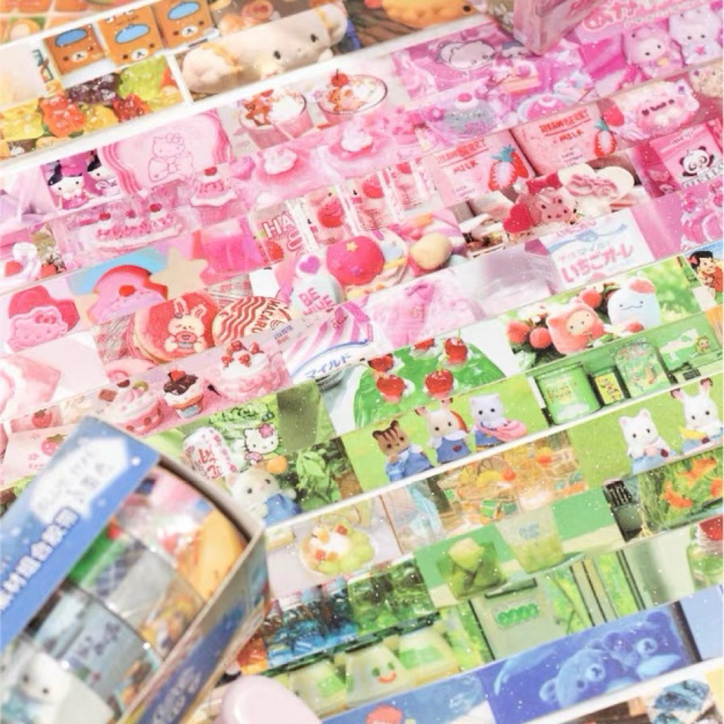 

washi tape sticker glitter 5pcs sylvanian rilakkuma japanese food dekorasi journal readystock B2316