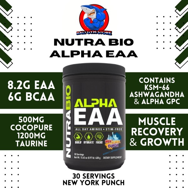 Nutrabio USA ALPHA EAA + Alpha GPC 300mg 30 Sajian Dengan KSM-66 New York Punch
