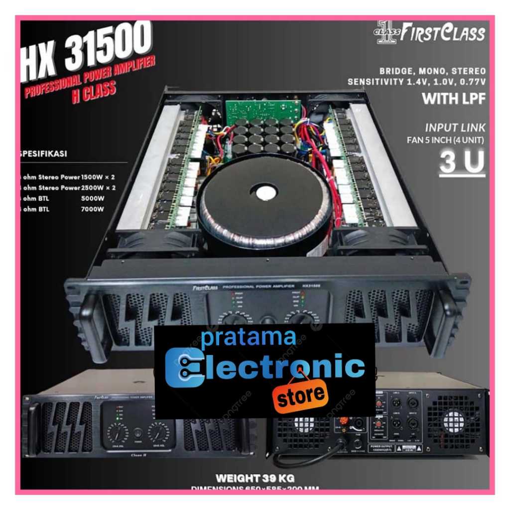 Firstclass Power Amplifier HX31500 HX 31500 HX-31500 hx31500 Tebal 3U 5000 Watt 8ohm