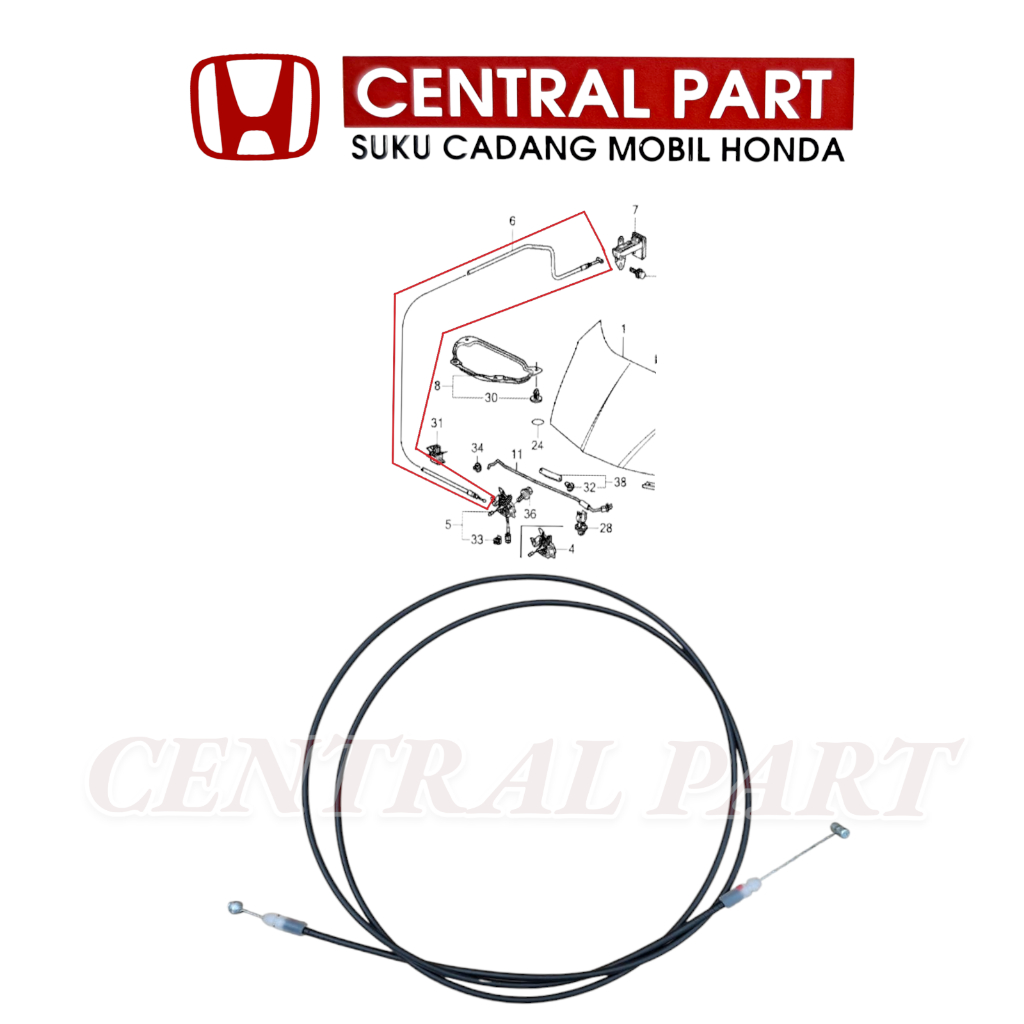 kabel tali kap cap mesin honda jazz s rs ge8 2008 2009 2010 2011 2012 2013 2014