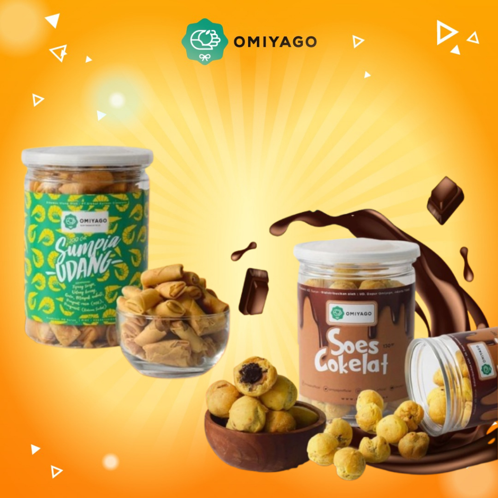 

Omiyago Paket isi 2 Cemilan Sumpia Udang dan Soes Cokelat / Spring Roll / Sus Coklat / Soes Kering