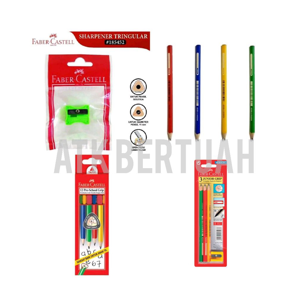 

FABER CASTELL JUNIOR GRIP TRIANGULAR TRIGONAL PENCIL PENSIL SEGITIGA BESAR UNTUK PRESCHOOL BELAJAR MENULIS