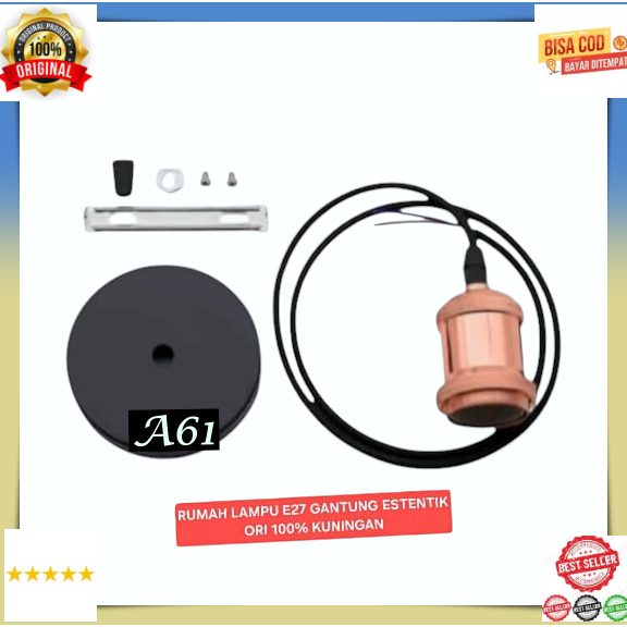 A61 RUMAH LAMPU E27 FITING LAMPU BOHLAM DESIGN KLASIK GANTUNG FITTING ESTENTIK ORI 100% KUNINGAN MOD