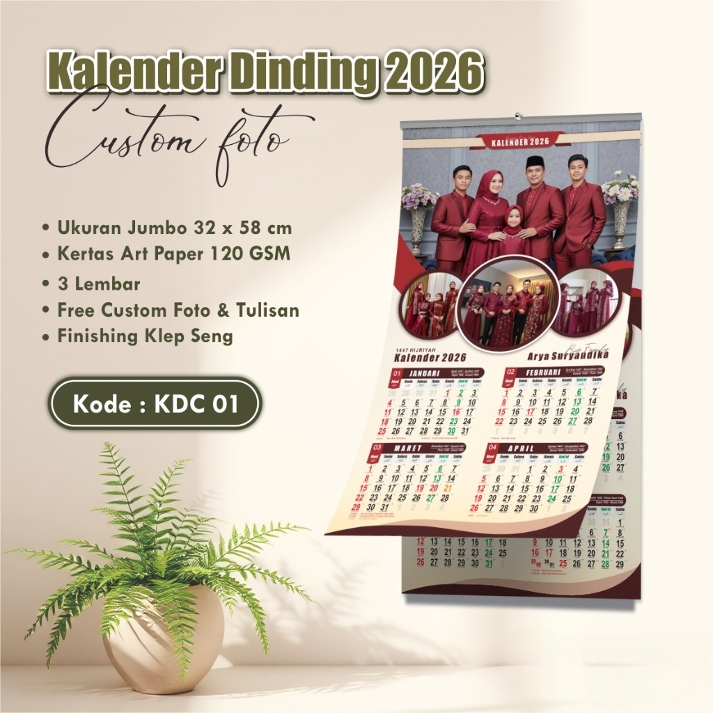 

KALENDER DINDING 2026 1,3,6 LEMBAR- KALENDER CUSTOOM FOTO/OLSHOP/TOKO GROSIR