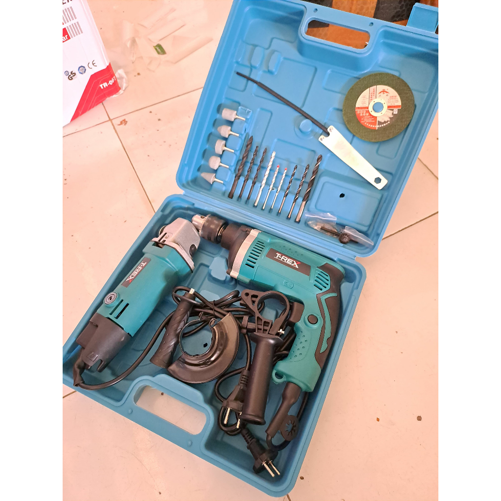 TERMURAH T-REX PAKET mesin bor SET 13MM listrik bor gerinda paket bor dan gerinda mesin gerinda