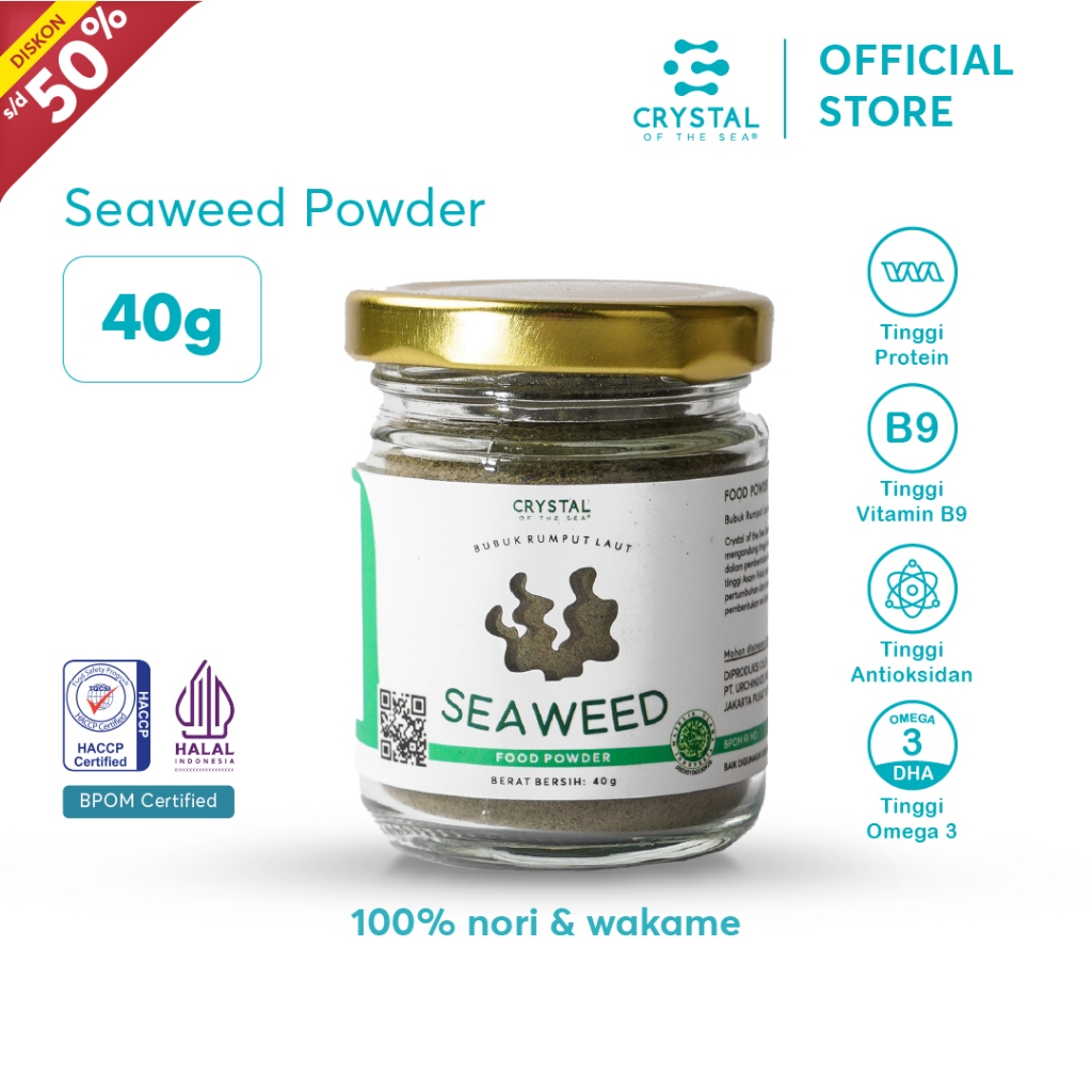 

CRYSTAL OF THE SEA Seaweed Bubuk Rumput Laut Halal BPOM 40GR Serbuk Tabur Food Powder Kaldu MPASI 049